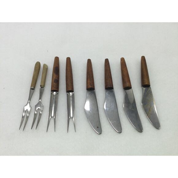 DAL Other - Charcuterie Utensils Cheese Knives Appetizer Forks MCM Wood Handles